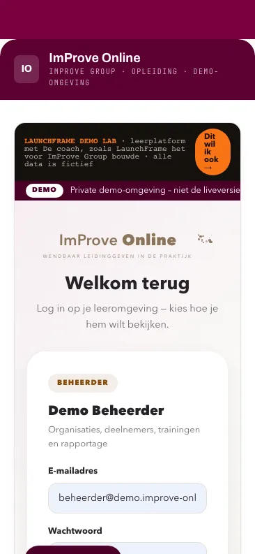 Leerplatform met virtuele coach op een telefoon